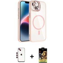 Cepte Toptan iPhone 14 Yadigar Asil Koleksiyonu - Siyah Buffer Cam Ekran Koruyucu + Kırmızı Shine Kamera Lens
