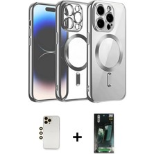 Cepte Toptan iPhone 12 Pro Nova Işık Özel Seri - Şeffaf 360 Full Body Arka Koruyucu + Gold Shine Kamera Lens