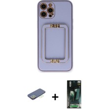 Cepte Toptan iPhone 12 Pro Kozmos Minimal Prime - Siyah 360 Mat Full Body Arka Koruyucu + Yeşil Renkli Kamera Lens Koruma Cam