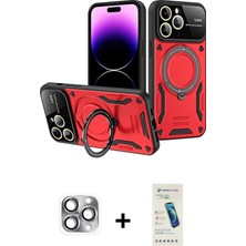 Cepte Toptan iPhone 16 Pro Max Kıvılcım Modern Serisi - Şeffaf Pasifik Cam Ekran Koruyucu + Gri Pers Alüminyum Kamera Lens