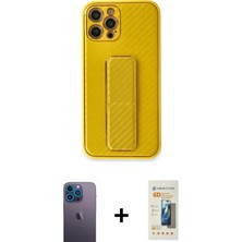 Cepte Toptan iPhone 12 Pro Max Yörünge Yansıma - Siyah 6d Mat Seramik Hayalet Nano Ekran Koruyucu + Mavi Neon Fosforlu Kamera Lens