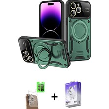 Cepte Toptan iPhone 16 Pro Max Kıvılcım Modern Serisi - Siyah Bilvis 5in1 3D Magic Cam Ekran Koruyucu + Çöl Titanyum Raze Metal Kamera Lens