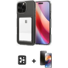 Cepte Toptan iPhone 16 Pro Max Doruk Klasik Koleksiyonu - Siyah 3D Antistatik Mat Seramik Nano Ekran Koruyucu + Siyah Pvd Metal Kamera Lens