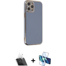 Cepte Toptan iPhone 12 Pro Yankı Serisi - Siyah 3D Antistatik Seramik Nano Ekran Koruyucu + Şeffaf Kamera Lens Koruma Cam