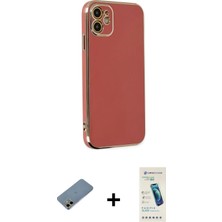 Cepte Toptan iPhone 12 Yankı Serisi - Şeffaf Pasifik Cam Ekran Koruyucu + Gold Shine Kamera Lens Koruma Cam