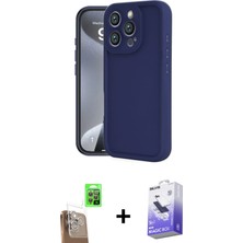 Cepte Toptan iPhone 16 Pro Max Yankı Yansıma Özel Seri - Siyah Bilvis 5in1 5d Magic Hayalet Cam Ekran Koruyucu + Çöl Titanyum Raze Metal Kamera Lens