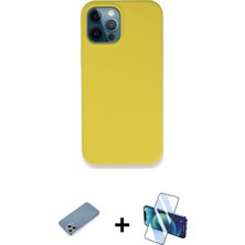 Cepte Toptan iPhone 12 Pro Max Zirve Modern Özel Seri - Siyah 3D Antistatik Seramik Nano Ekran Koruyucu + Gümüş Shine Kamera Lens Koruma Cam