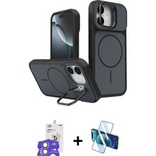 Cepte Toptan iPhone 17 Iz Modern Prime - Siyah 3D Antistatik Seramik Nano Ekran Koruyucu + Gümüş Bilvis Titan Kamera Lens