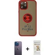 Cepte Toptan iPhone 12 Pro Max Yörünge Çizgi - Siyah Mat Seramik Nano Ekran Koruyucu + Mavi Neon Fosforlu Kamera Lens