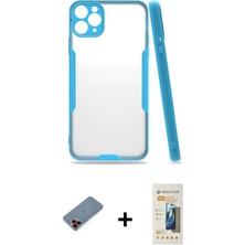 Cepte Toptan iPhone 11 Pro Atlas Asil Serisi - Siyah 6d Mat Seramik Hayalet Nano Ekran Koruyucu + Kırmızı Metal Kamera Lens Koruma Cam