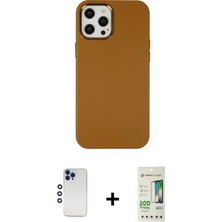 Cepte Toptan iPhone 12 Pro Max Çekirdek Çizgi - Siyah 20D Premium Cam Ekran Koruyucu + Lacivert Shine Kamera Lens