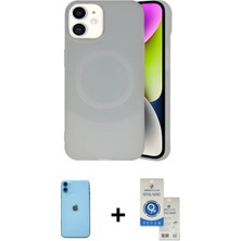 Cepte Toptan iPhone 11 Ufuk Serisi - Şeffaf Royal Nano Ekran Koruyucu + Mavi Neon Fosforlu Kamera Lens