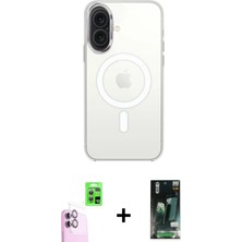 Cepte Toptan iPhone 16 Kutup Klasik Serisi - Siyah 360 Mat Full Body Arka Koruyucu + Pembe Raze Metal Kamera Lens