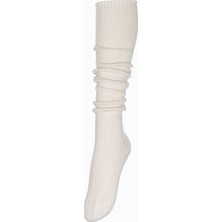 Fonem Kadın Ekru Diz Üstü Yünlü Çorap %58 Wool %36 Polyester %6 Polyamide Konforlu Tasarım 8015-1