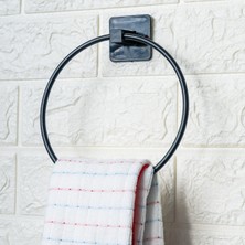 Sora Home® Kendiliğinden Yapışkanlı Siyah Paslanmaz Metal Yuvarlak Havluluk