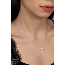 Union Takı 925 Ayar Gümüş Kadın Kıvılcım Kolye Swarovski Zirkon Aşk Temalı