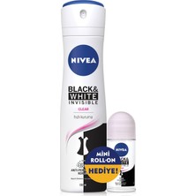 NIVEA B&W Clear Kadın Sprey Deodorant 150 ml Hızlı Kuruma ile 25 ml Mini Roll-on