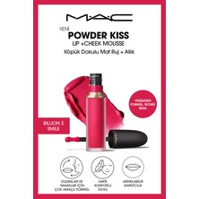 M.A.C Powder Kiss Lip & Cheek Mousse Dudak ve Yanaklar için Buğulu Mat Ruj - Billion $ Smile