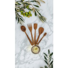 Cuvesta Zeytin Ağacı 5 Parça Ahşap Mutfak Seti, Tahta Kaşık, Çatal, Spatula, Bal Kaşığı El Yapımı