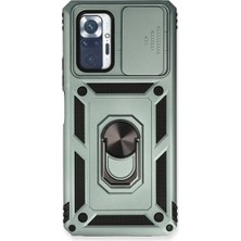 Erdo Ticaret Buğz Xiaomi Redmi Note 10 Pro Kılıf Pars Lens Yüzüklü Silikon - Yeşil