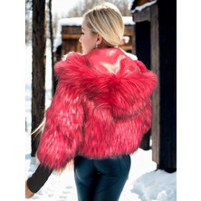 Velmora Fashion Uzun Ko  Kürk - Bordo -