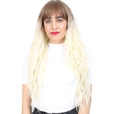 Nerm Perçemli Uzun Su Daası Fiber Sen Peruk / Kumral / Platin Ombreli