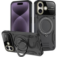 Erdo Ticaret Buğz Iphone 16 Kılıf Joy Lens Standlı Kapak - Siyah