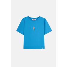 Socrates Dergisi Demir Lady Crop T-Shirt - Mavi