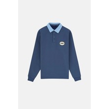 Reflect Studio Mountain Explorer Soft Touch Polo Yaka Sweatshirt - Mavi