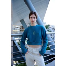 Reflect Studio Imparator Penguen Supersoft Crop Sweatshirt - Turkuaz