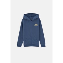 Reflect Studio Wander Free Wolf Soft Fleece Çocuk Full Zip Hoodie - Mavi