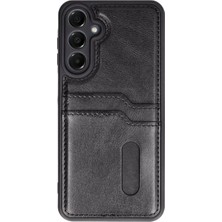 Erdo Ticaret Buğz Samsung Galaxy S24 Fe Kılıf Sara Kartvizitli Deri Kılıf - Siyah