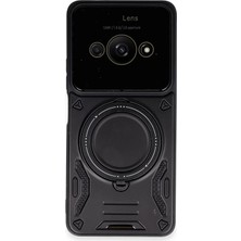 Erdo Ticaret Buğz Xiaomi Poco C61 Kılıf Joy Lens Standlı Kapak - Siyah