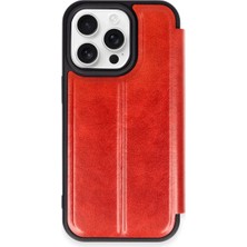 Erdo Ticaret Buğz Iphone 14 Pro Max Kılıf Flip Cover - Kırmızı