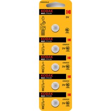 Kodak 5 Adet CR2032 Lityum Düğme Pil 3V Yüksek Kapasite Güçlü Performans