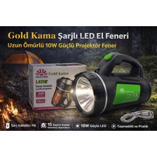 SHC4200 Gold LED Şarjlı El Feneri FC-838B 10W Uzun Ömürlü Taşınabilir Projektör Fener