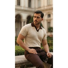 Barış Beauty Erkek Desenli Kısa Kollu Triko Tişört - %100 Pamuk Akrilik