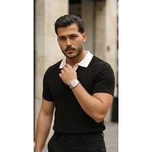 Arben Boutique Erkek Desenli Kısa Kollu Triko Tişört - %100 Pamuk Akrilik