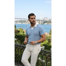 Tiana Erkek Desenli Kısa Kollu Triko Tişört - %100 Pamuk Akrilik