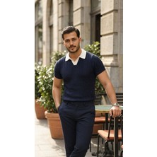 Arben Boutique Erkek Desenli Kısa Kollu Triko Tişört - %100 Pamuk Akrilik