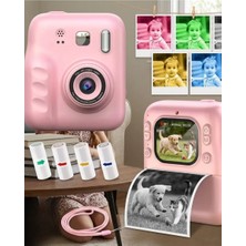 Hobilinka Çocuklar Için Anında Baskılı Kamera 4 Rulo Kağıt ve 5 Renk Kalem Hediyeli