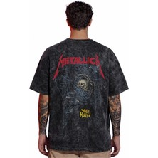 Sevbano Örümcek Metallica Rock Metal Müzik Grubu Sırt Baskılı Unisex Oversize Eskitme Yıkamalı Tişört