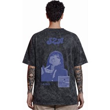 Sevbano Tasarım Sza Şarkıcı Rapper Sırt Baskılı Unisex Oversize Eskitme Yıkamalı Tişört