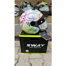 Sway Sw 715 Whıte Flower Yarım Kask(Aynavizörlü)