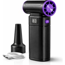 Beemen F9 Taşınabilir Turbo Jet Fan Güçlü Hava Üfleyici Dijital Göstergeli Type-C Şarjlı Çok Amaçlı Mini El Fanı