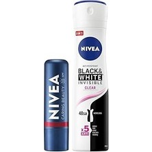 Uravas Store Kadın Sprey Deodorant Black&amp;white Invisible Clear 150ML,KIRMIZI Renkli Dudak Bakım Kremi,nemlen