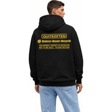 Camblys Unisex Quiteoftenn Yazı Baskılı Oversıze %100 Pamuklu Nefes Alan Sweatshırt Hoodıe
