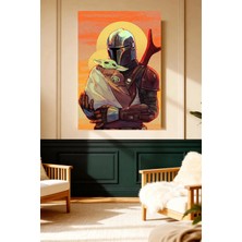 Mushen Studio Mushen Studıo Mandalorian Kucağında Yoda Star Wars Çerçevesiz Kanvas Tablo