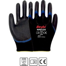 Beybi Nmf120 10 Beden Mikro Köpük 1-2 Nitril Kaplı Polyester Örgü İş Eldiveni (12 Li Paket)