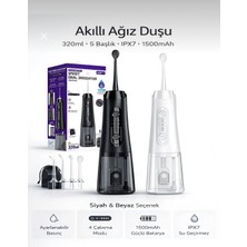 Nivego Nvg Ipx7 Ağız Duşu 320ML 5 Başlık 4 Mod 20-140 Psı Şarjlı Kablosuz Pro Diş Temizleme Cihazı Yeni Nesil